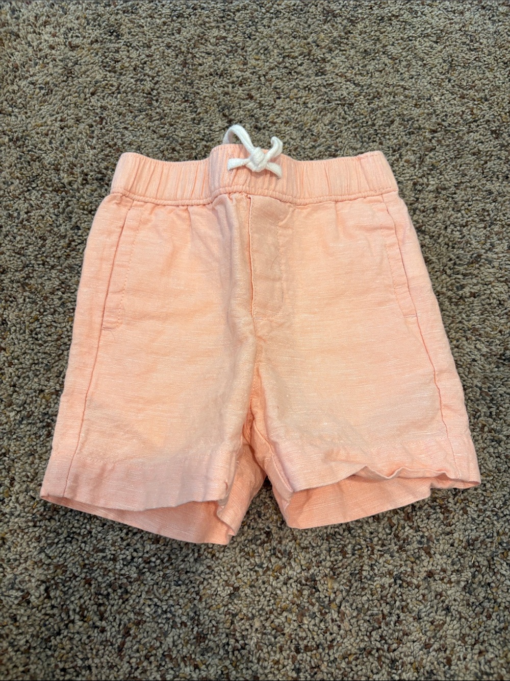 Janie and Jack Peach Knit Pull-On Shorts with White Drawstring